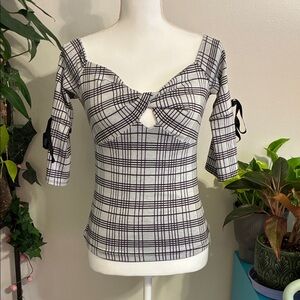 Love J Black and White Plaid Blouse